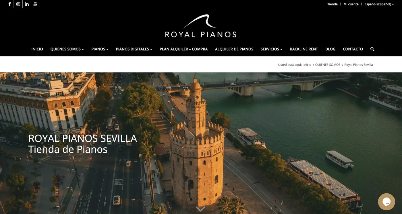 Web de Royal Pianos Sevilla: diseño web y posicionamiento local para tienda de pianos