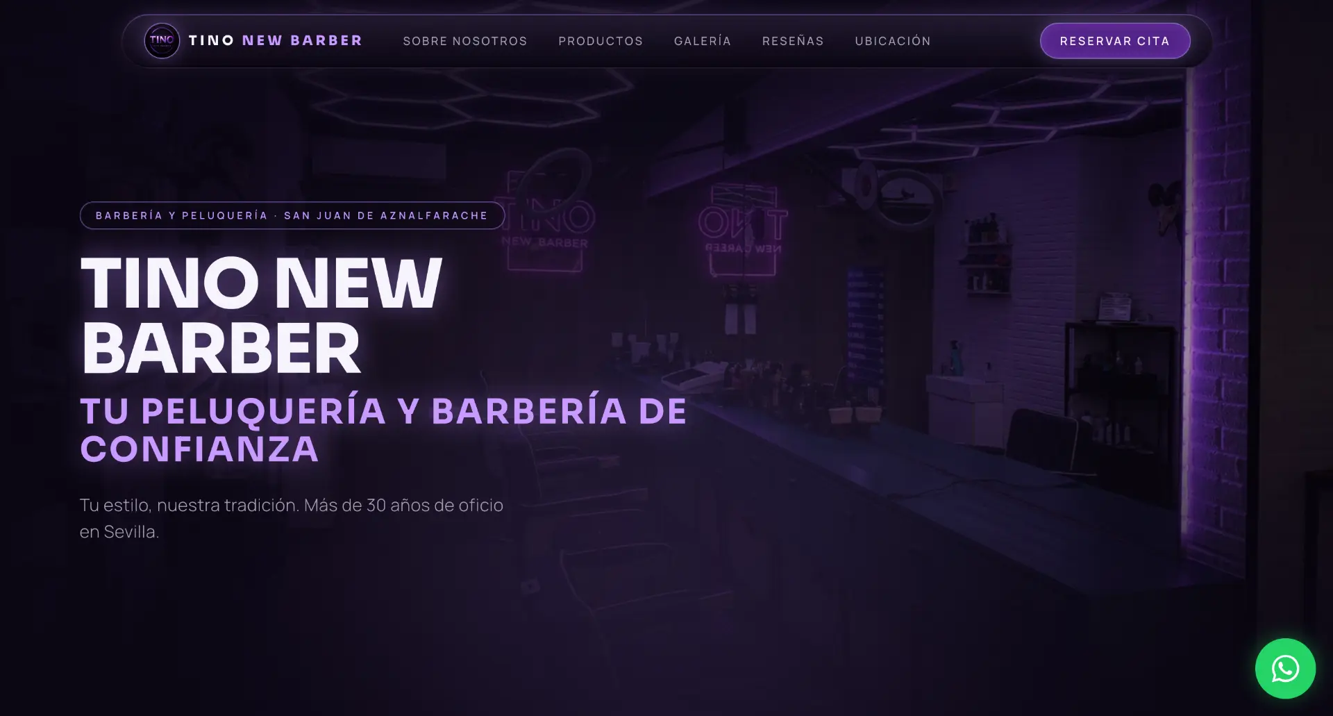 Web de Tino New Barber: rediseño y desarrollo para barbería premium